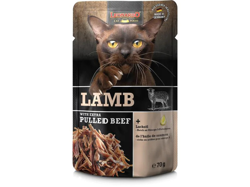 Leonardo Cat Food Nassfutter Kalb &amp; Pulled Beef, 16 x 70 g