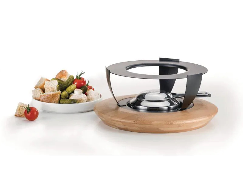 Koenig Fondue-Rechaud Bamboo Anthrazit/Hellbraun/Silber