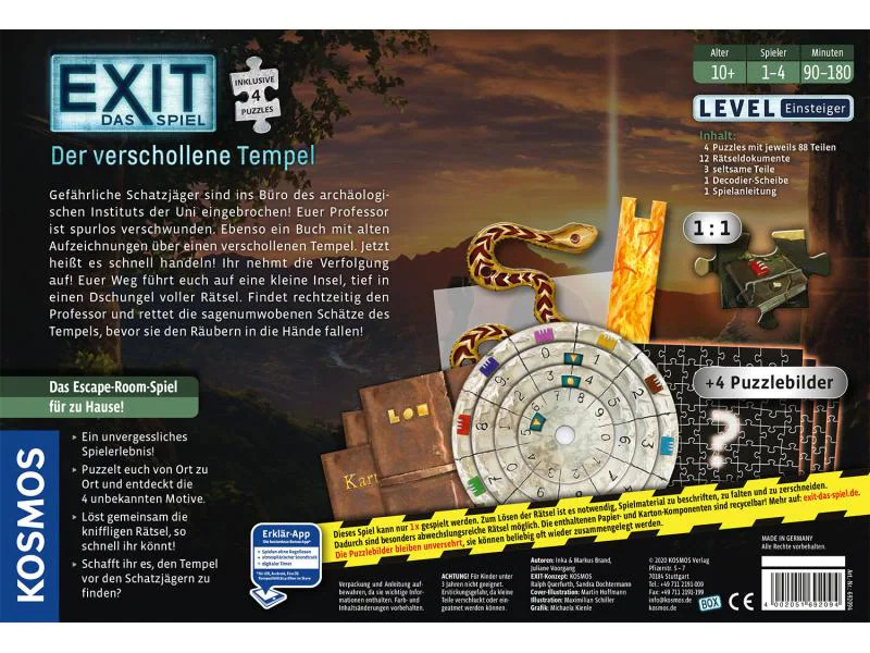 Kosmos Kennerspiel EXIT &amp; Puzzle: Der verschollene Tempel