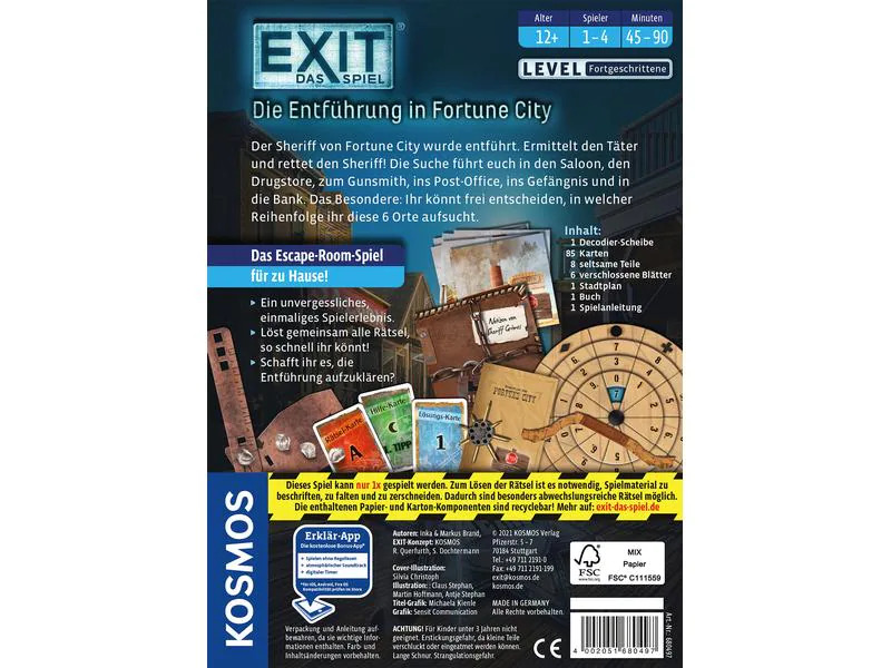 Kosmos Kennerspiel EXIT: Die Entführung in Fortune City