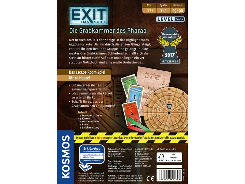 Kosmos Kennerspiel EXIT: Die Grabkammer des Pharao