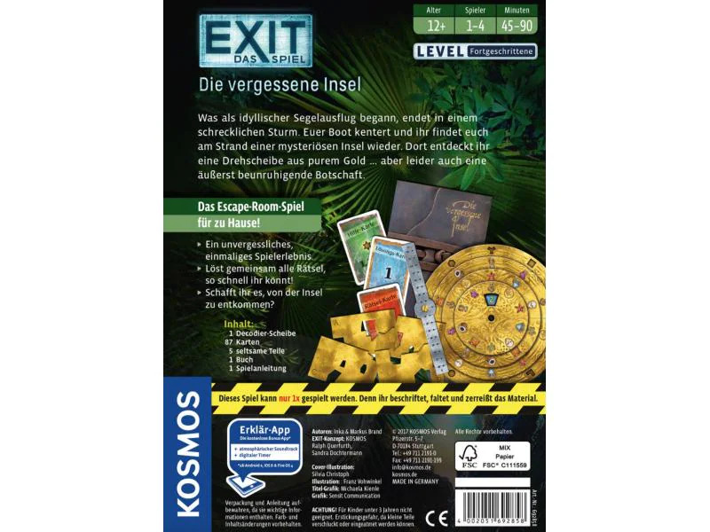 Kosmos Kennerspiel EXIT: Die Vergessene Insel