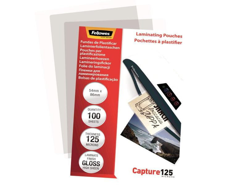 Fellowes Laminierfolie 5.4 x 8.6 cm, 125 µm, 100 Stück, Glänzend