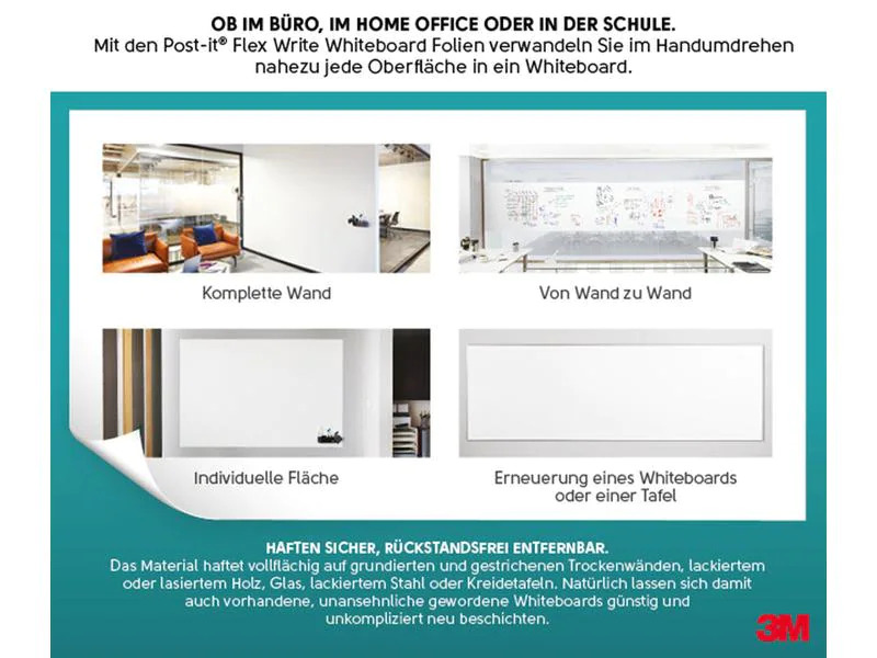 3M Whiteboardfolie Post-it Flex Write 121.9 x 243.8 cm, 1 Rolle