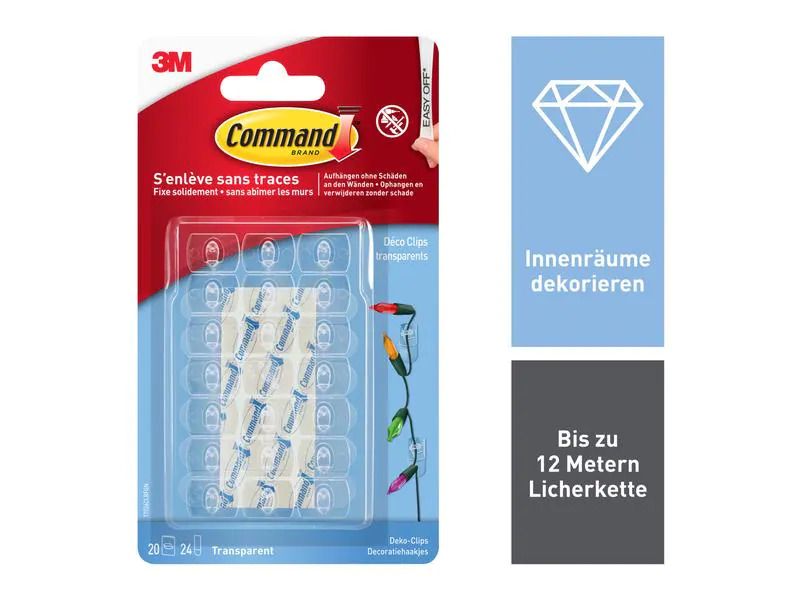 3M Haken Command L Clips Transparent, 1.8 kg