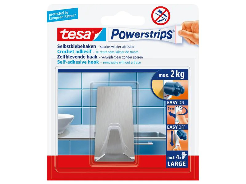tesa Haken Powerstrips LARGE Rechteckig Metall, 2 kg