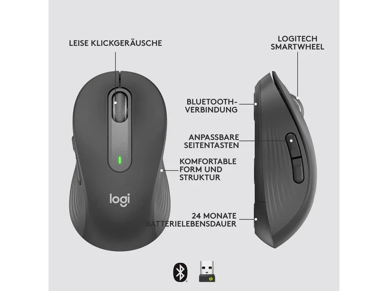 Logitech Mobile Maus Signature M650 L Graphite