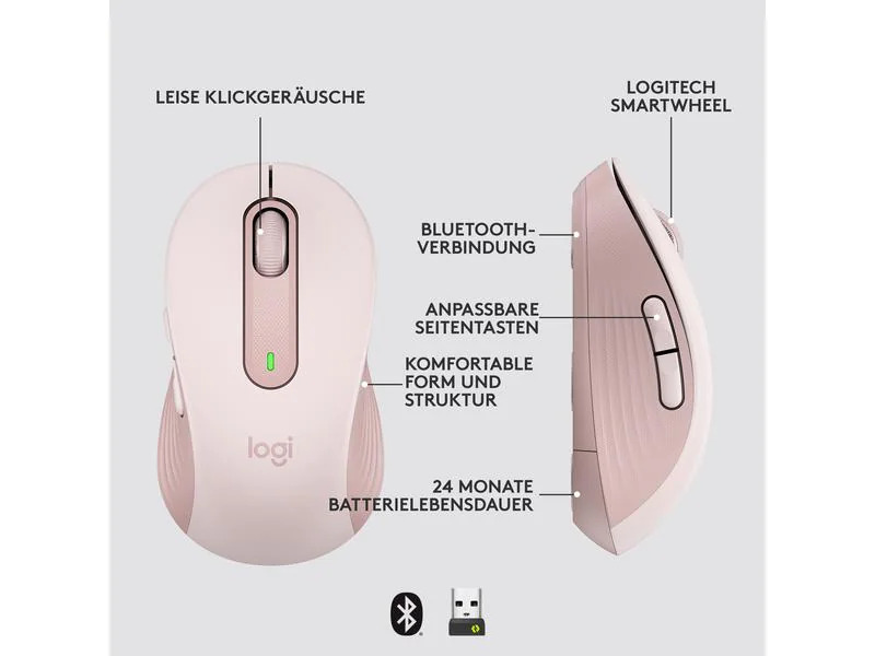 Logitech Mobile Maus Signature M650 L Rosa