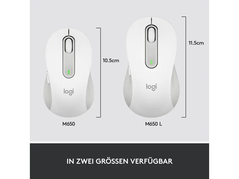 Logitech Mobile Maus Signature M650 L Weiss