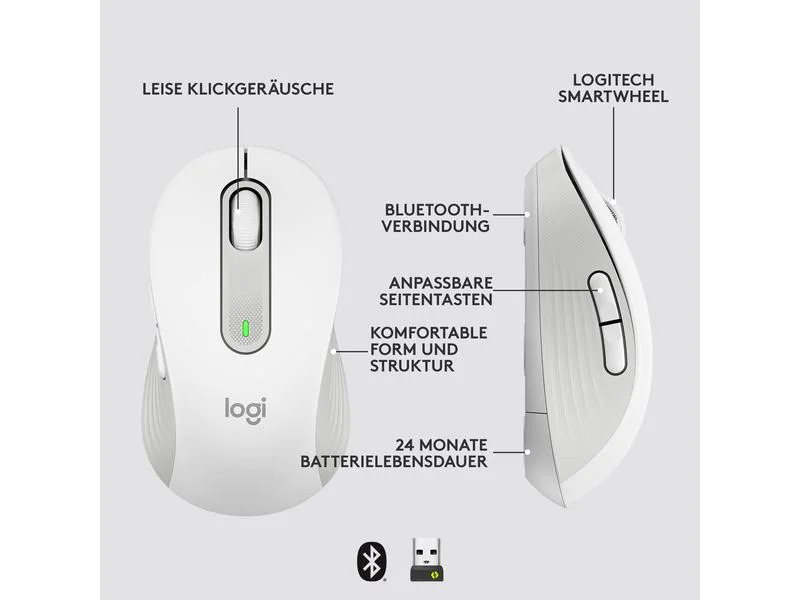 Logitech Mobile Maus Signature M650 Weiss