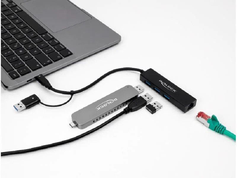 Delock USB-Hub 3.0 Typ-C + LAN