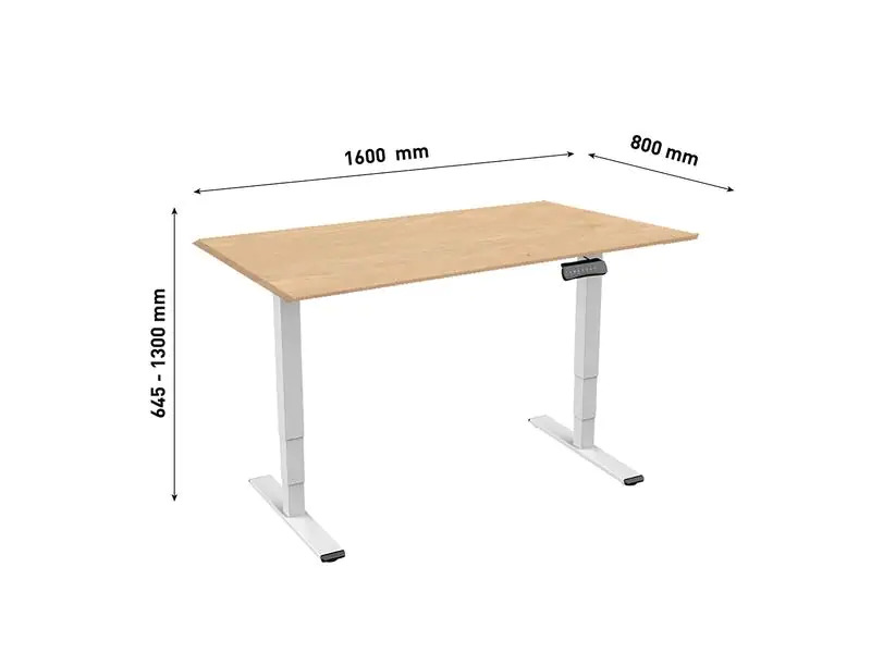 Contini Tisch RAL 9016 1.6 x 0.8 m Weiss mit Brauner Tischplatte