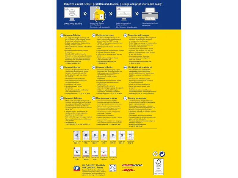Avery Zweckform Hinweis-Etiketten Set 97 x 42.3 mm, 10 Blatt