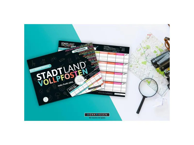Denkriesen Partyspiel STADT LAND VOLLPFOSTEN - Junior Edition