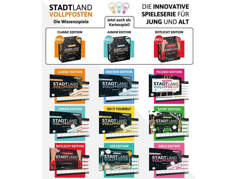 Denkriesen Partyspiel STADT LAND VOLLPFOSTEN - Rotlicht Edition