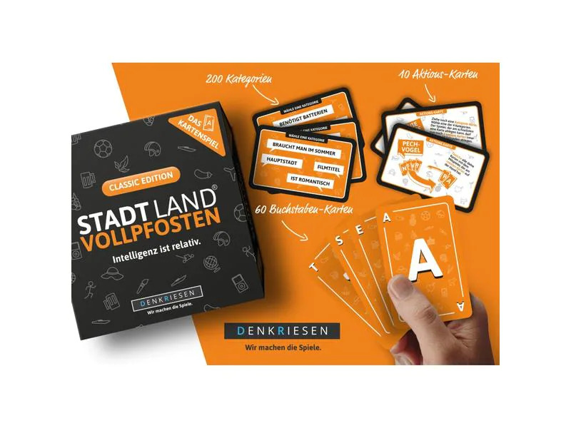 Denkriesen Partyspiel STADT LAND VOLLPFOSTEN – Das Kartenspiel Classic