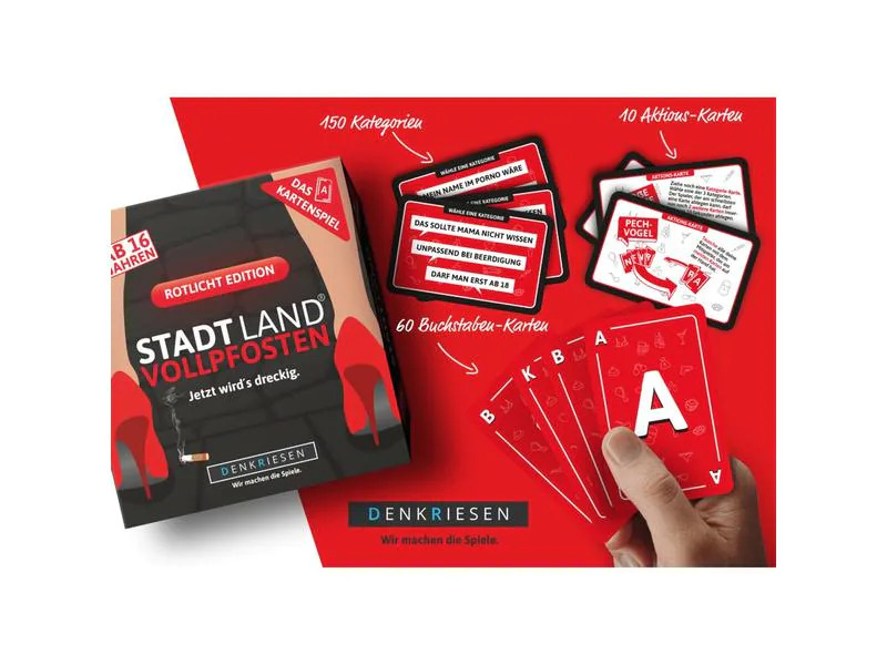 Denkriesen Partyspiel STADT LAND VOLLPFOSTEN – Das Kartenspiel Rotlicht