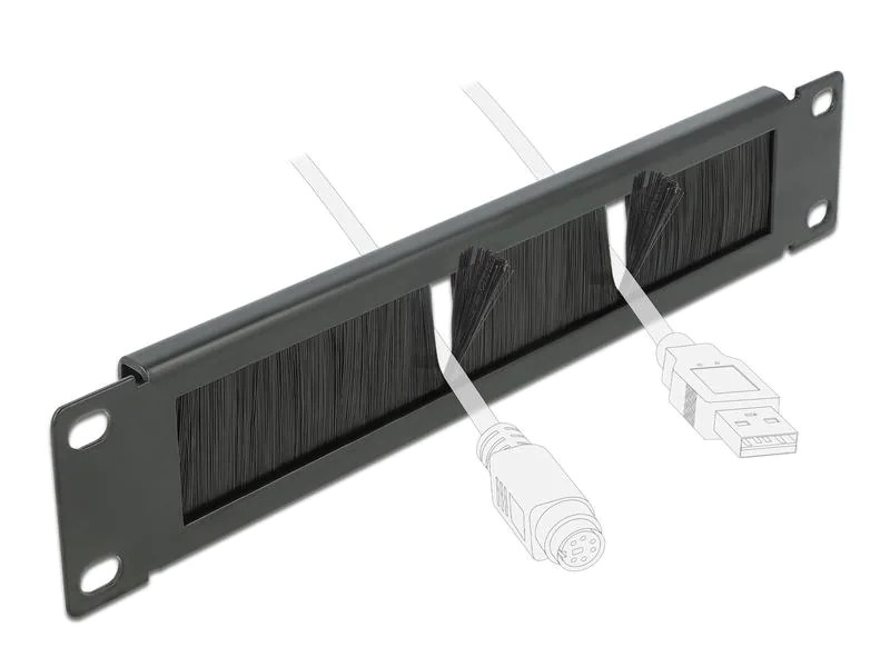 Delock Bürstenleiste 1HE 10 Rack, Schwarz