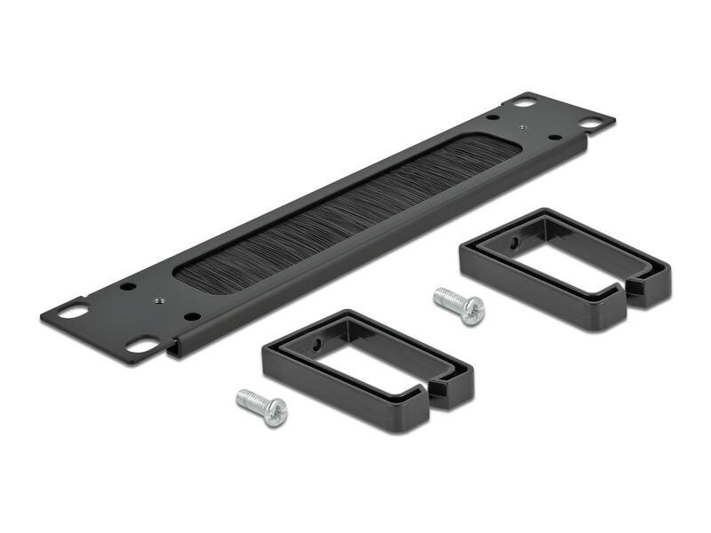 Delock Bürstenleiste mit 2 Bügeln, 1HE 10 Rack, Schwarz