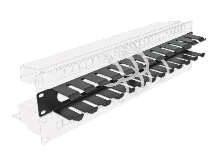 Delock Kabelführungspanel 1HE mit 2 Öffnungen 19 Rack, Schwarz