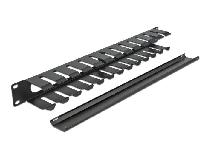 Delock Kabelführungspanel 1HE mit 2 Öffnungen 19 Rack, Schwarz