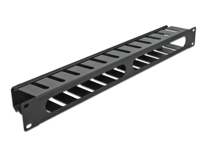 Delock Kabelführungspanel 1HE mit 2 Öffnungen 19 Rack, Schwarz