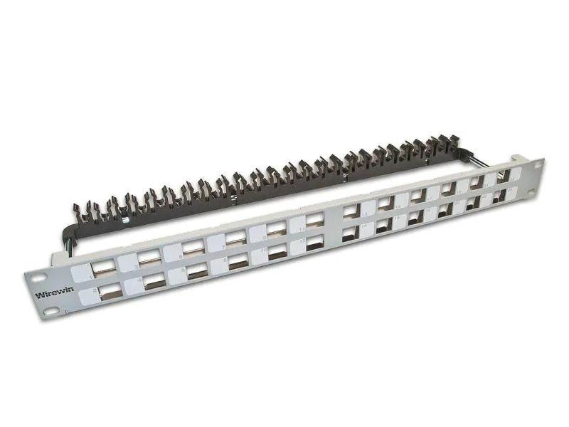 Wirewin Patchpanel 24 Port, Keystone, 1HE 19-Rack Hellgrau