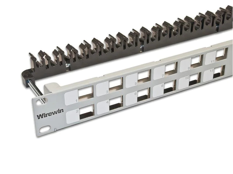 Wirewin Patchpanel 24 Port, Keystone, 1HE 19-Rack Hellgrau