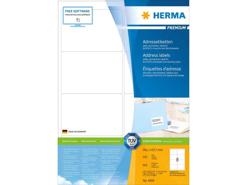 HERMA Universal-Etiketten 4269 99.1 x 67.7 mm, 800 Etiketten