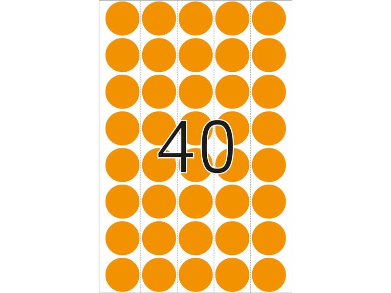 HERMA Vielzweck-Etiketten A4, 2254 Leuchtorange Ø 19 mm, 32 Blatt