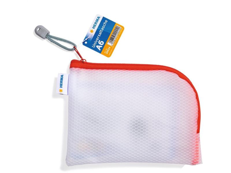 HERMA Etui Mesh Bag A6, 10.5 x 14.8 cm, Rot/Weiss