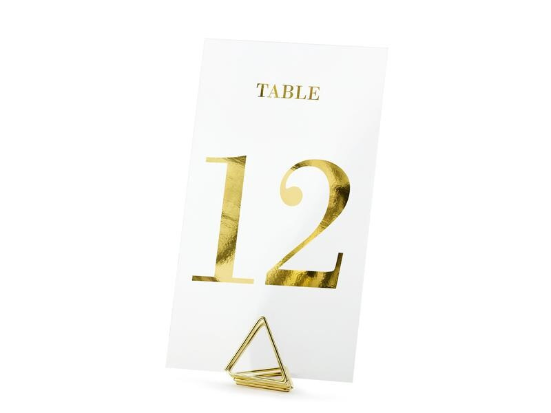 Partydeco Tischkarte Nummern 7 x 12 cm, 20 Stück, Transparent/Gold