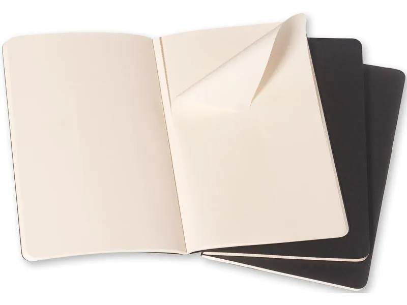 Moleskine Notizbuch A6 Blanko, Schwarz, 3-teilig