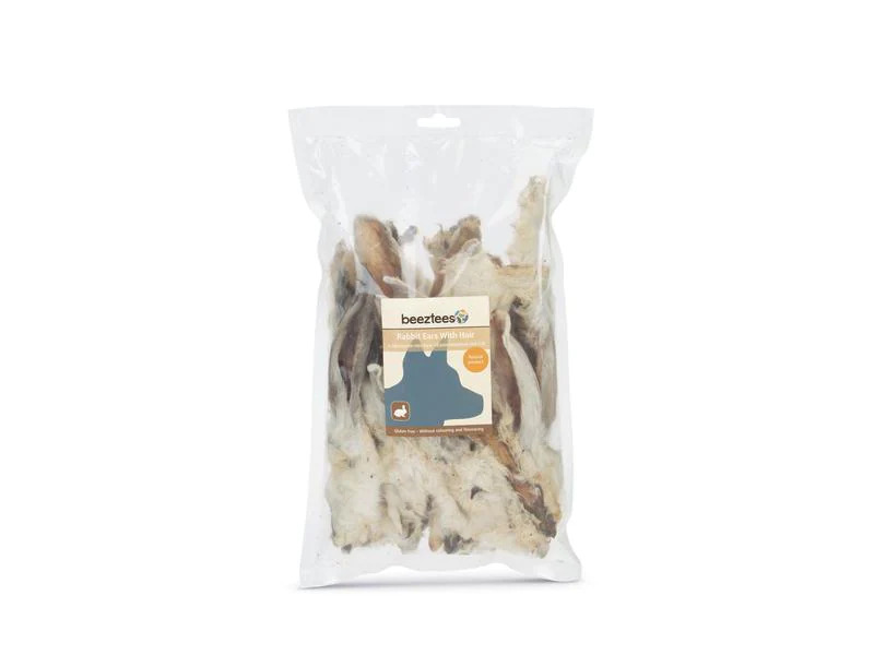 Beeztees Kausnack Kaninchenohren mit Fell, 200 g