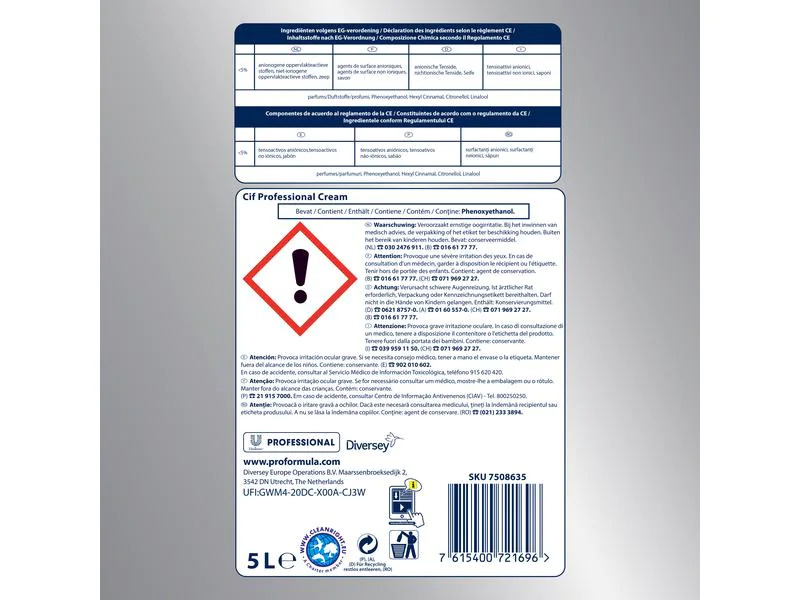 Diversey Pro Formula Küchenreiniger Cif Professional Cream 5 l