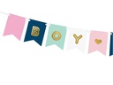 Partydeco Girlande Boy or Girl 1.75 m, in Blau/Gold/Rosa