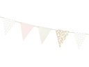Partydeco Girlande Flaggen 2.1 m, Gold/Hellrosa/Weiss