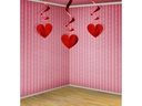 Partydeco Girlande Swirls Herzen 0.6 m, Rot