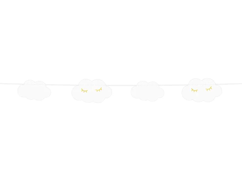 Partydeco Girlande Wolken 145 x 5.5 cm, Weiss