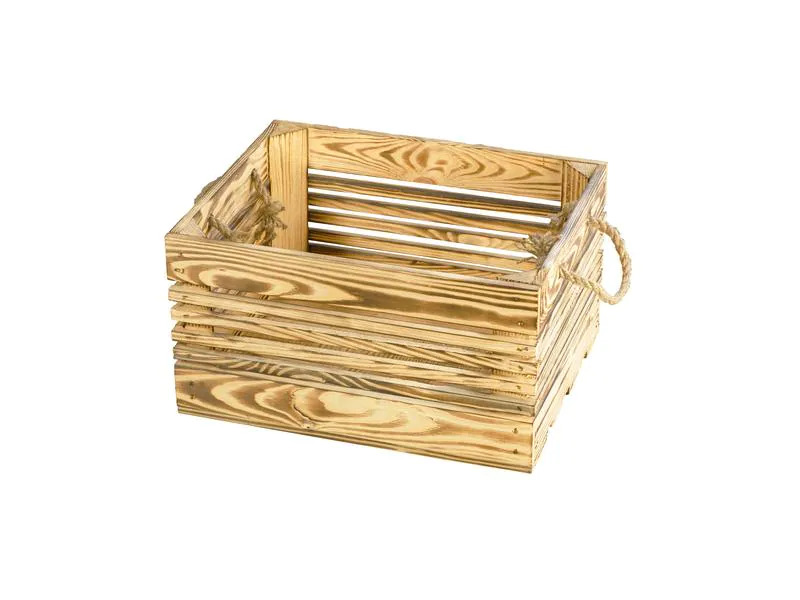 Holz Zollhaus Holzharasse mit Kordel Geflammt, 30 x 38 cm