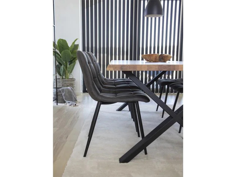 House Nordic Stuhl Middelfart 2 Stück, 86 x 55 cm, Dunkelgrau/Schwarz