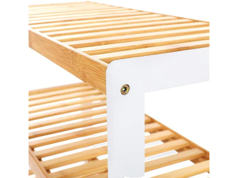 Songmics Schuhorganizer aus Bambus, Nature/Weiss