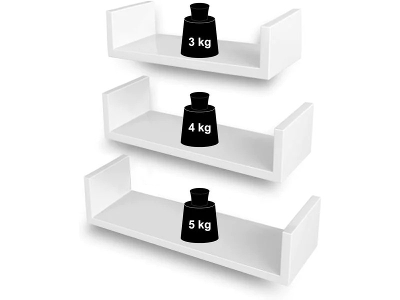 Songmics Wandregal u-förmig , Weiss