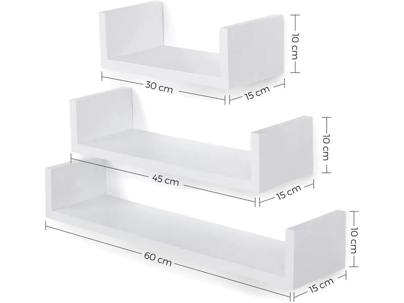 Songmics Wandregal u-förmig , Weiss