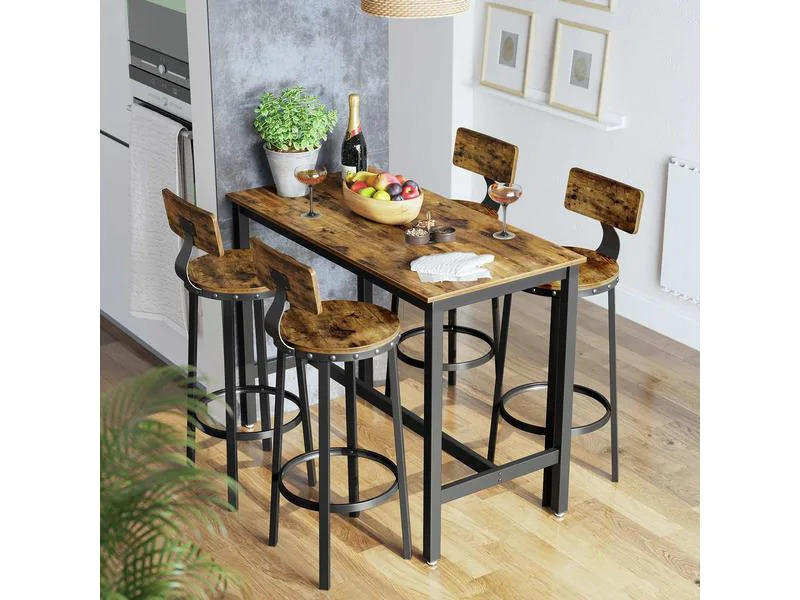 VASAGLE Barhocker 2er Set 46.5 x 99 cm, Braun/Schwarz