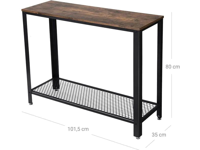 VASAGLE Beistelltisch aus Holz und Metall 35 x 80 cm, Braun/Schwarz