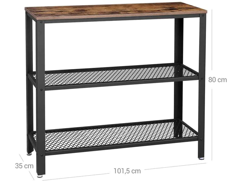 VASAGLE Beistelltisch aus Holz und Metall 35 x 80 cm, Braun/Schwarz
