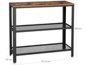 VASAGLE Beistelltisch aus Holz und Metall 35 x 80 cm, Braun/Schwarz