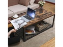 VASAGLE Beistelltisch mit Gitterablage 106.2 x 45 cm, Braun/Schwarz