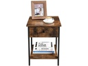VASAGLE Beistelltisch mit Schublade 40 x 55 cm, Braun/Schwarz